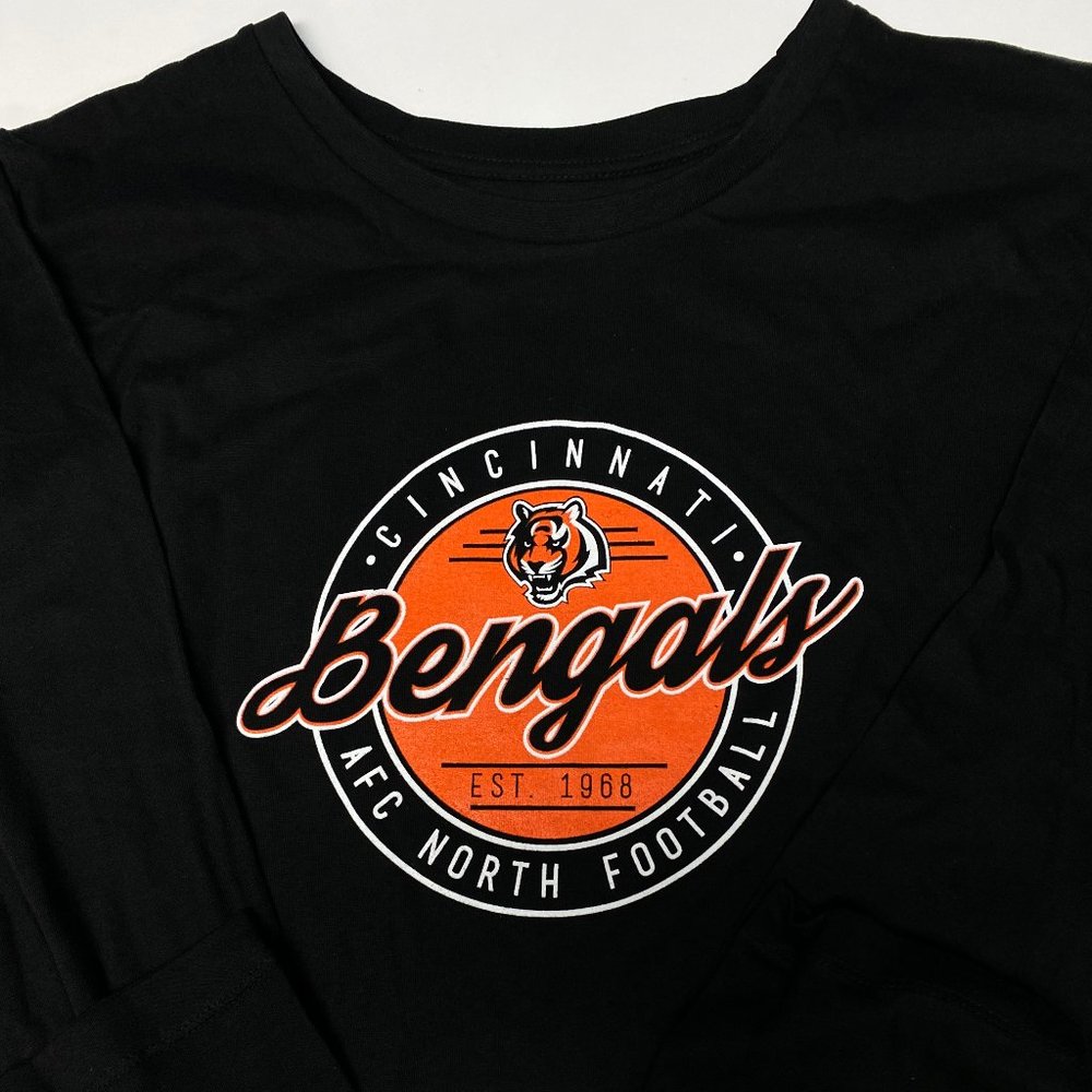 Cincinnati Bengals  Women's NFL Long Sleeve T Shirt Black Plus Size 1X 2X 3X 4X